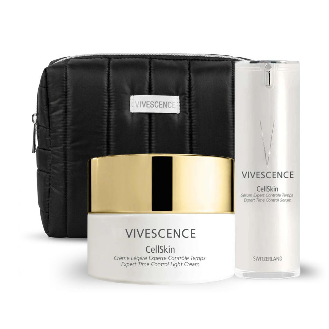 Coffret noel Cell Skin Expert Controle temps creme et serum. Vivescence Suisse et Esthetique Amelie Laforme Trois-Rivieres
