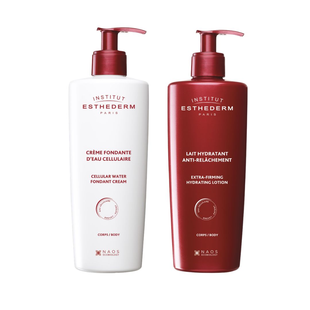 Prévente disponible duo jumbo corps Esthederm hydratant et raffermissant 400 ml