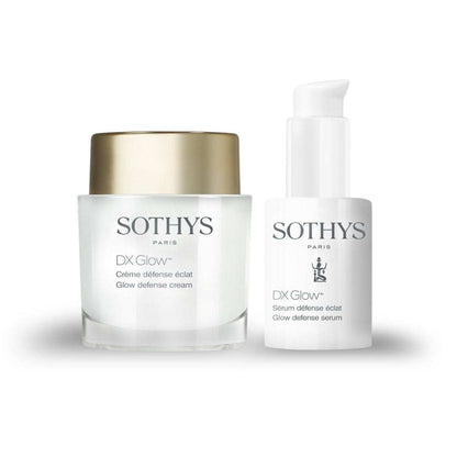 Duo défense éclat comprenant sérum fluide laiteux 30 ml et crème fine 50 ml pour une peau douce, lisse et lumineuse aux actifs végétaux et marins
