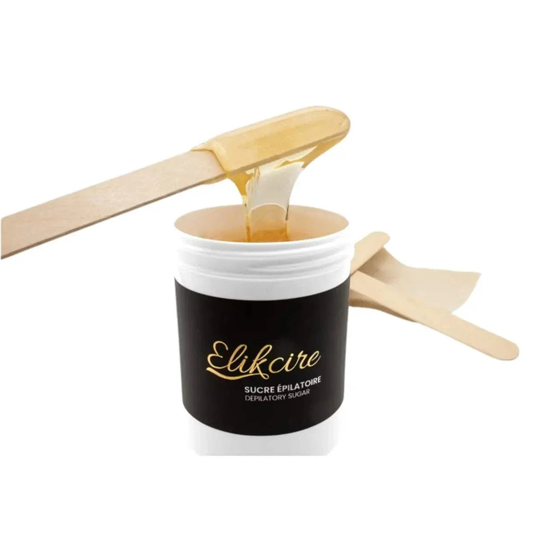 Kit de sucre épilatoire Elickcire avec pâte naturelle, spatules en bois et bandes réutilisables pour épilation à domicile