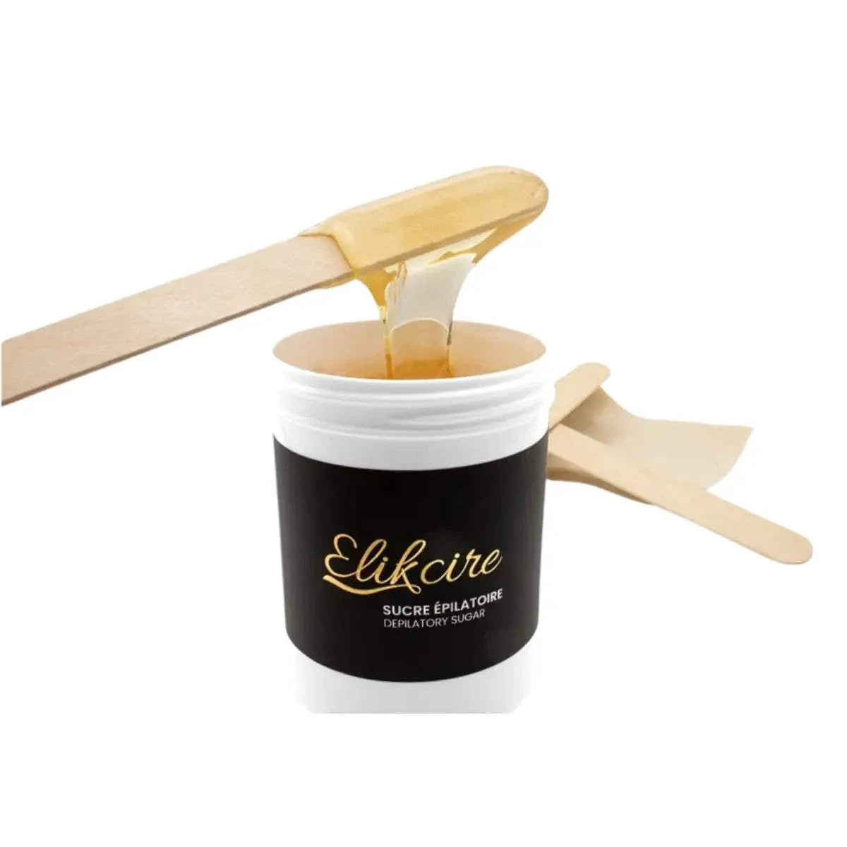 Kit de sucre épilatoire Elickcire avec pâte naturelle, spatules en bois et bandes réutilisables pour épilation à domicile