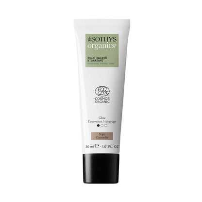 Tube of Sothys Organics Soin teinté hydratant N40 Cannelle, 30ml hydrating tinted cream with natural glow and coverage